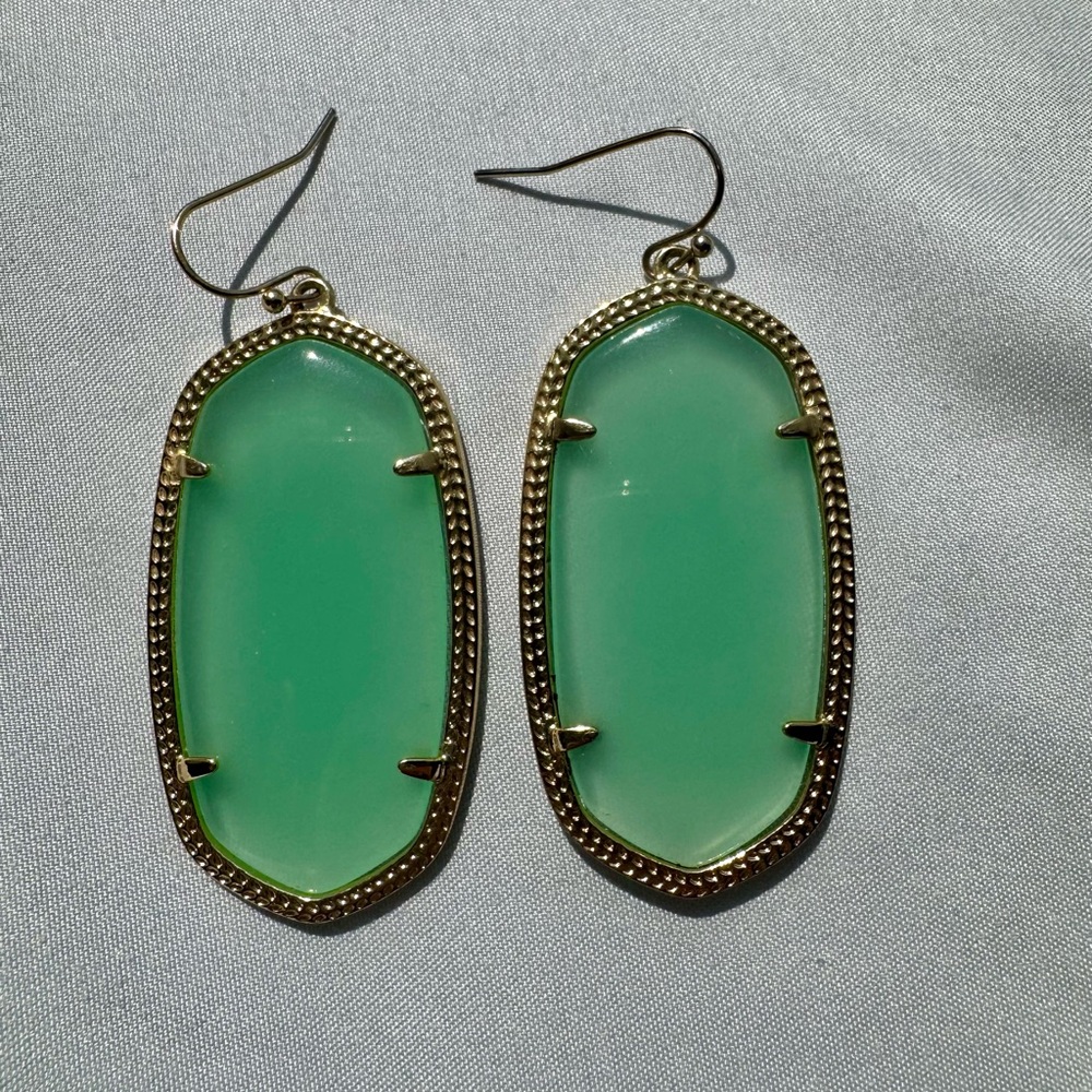 Kendra Scott Gold and Green Pendant Earrings